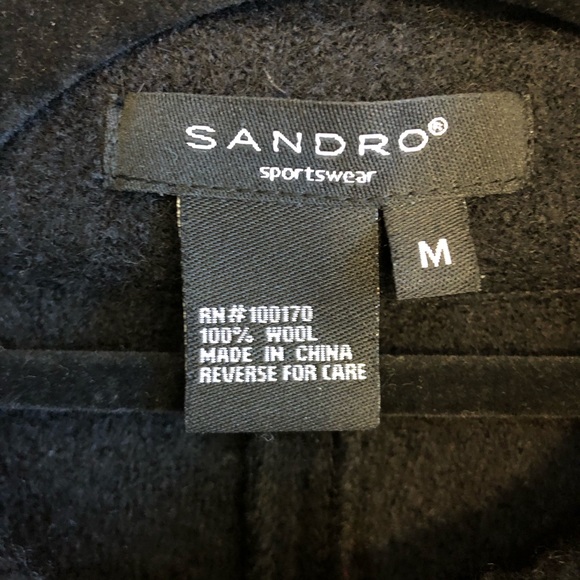 Sandro sportswear 100% black wool peacoat - Picture 6 of 7